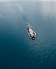 View from the top down by cargo ship passing by, Black Sea, Crimea