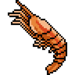 Obraz premium vector pixel art shrimp seafood