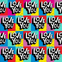 Love You. Hand lettering pattern.