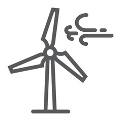 Wind turbine line icon, ecology and energy, windmill sign, vector graphics, a linear pattern on a white background, eps 10.