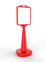 Obraz premium Blank Plastic Outdoor Sign Holder Water Based Pavement Sign, 3d render illustration.