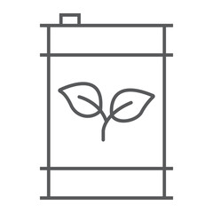 Eco fuel thin line icon, ecology and energy, green gas sign, vector graphics, a linear pattern on a white background, eps 10.