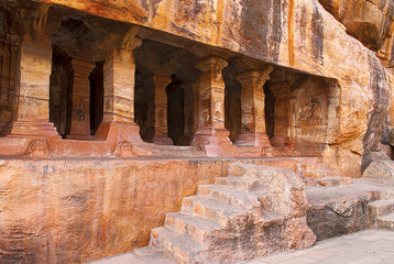 Cave 4 : Facade, Badami caves, Badami, Karnataka, India