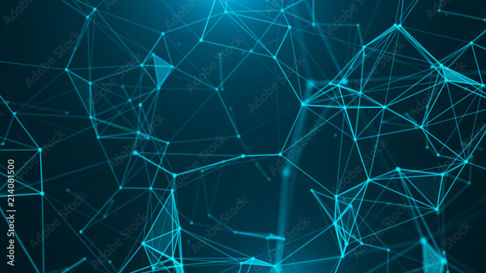 Aufkleber Abstract digital background. Big data visualization. Network connection structure. Science background. 3D rendering.