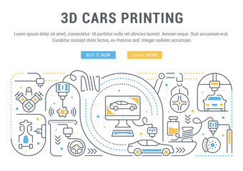 Linear Banner of 3D Cars Printing.