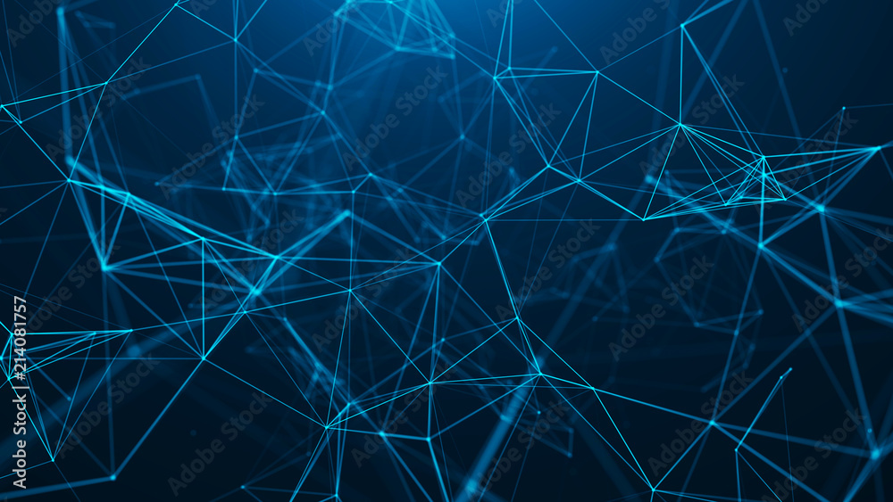 Aufkleber Abstract digital background. Big data visualization. Network connection structure. Science background. 3D rendering.