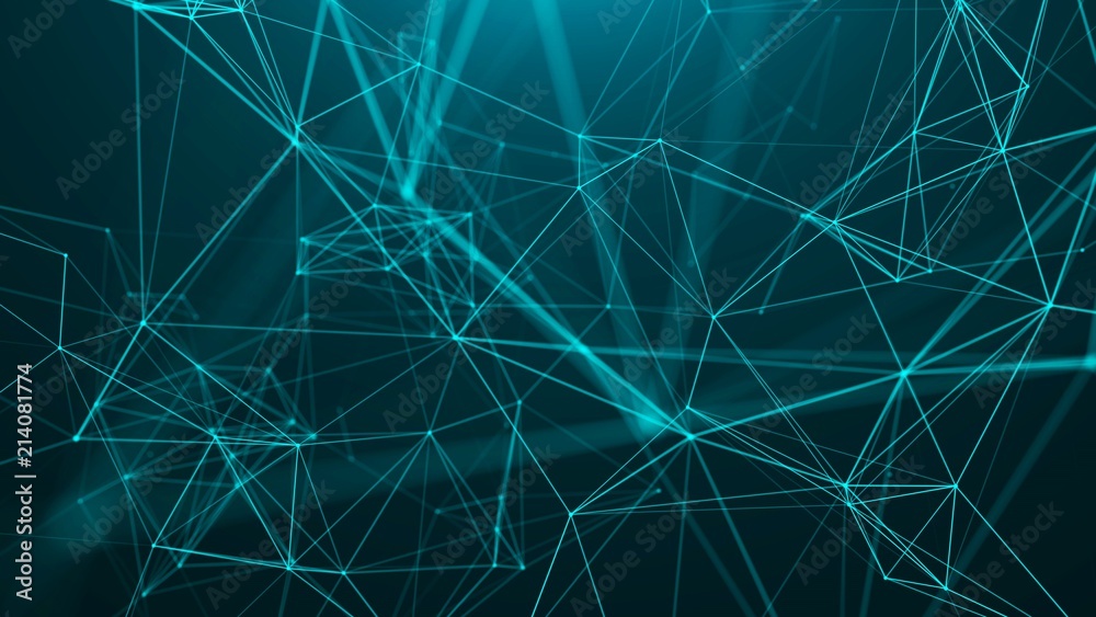 Aufkleber Abstract digital background. Big data visualization. Network connection structure. Science background. 3D rendering.