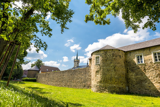 The city walls, Policka, town on the Bohemia-Moravia borderline, Czech Republic