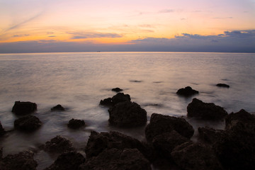 Fototapeta na wymiar Calm Morning in a Rocky Tropical Beach, Philippines. 