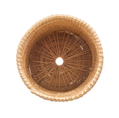 Wood basket wicker wooden in handmade top view