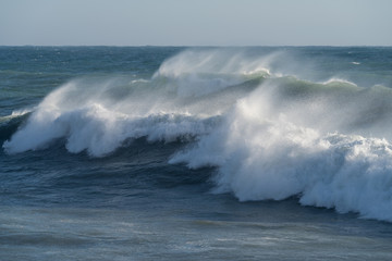 Waves breaking on the coast