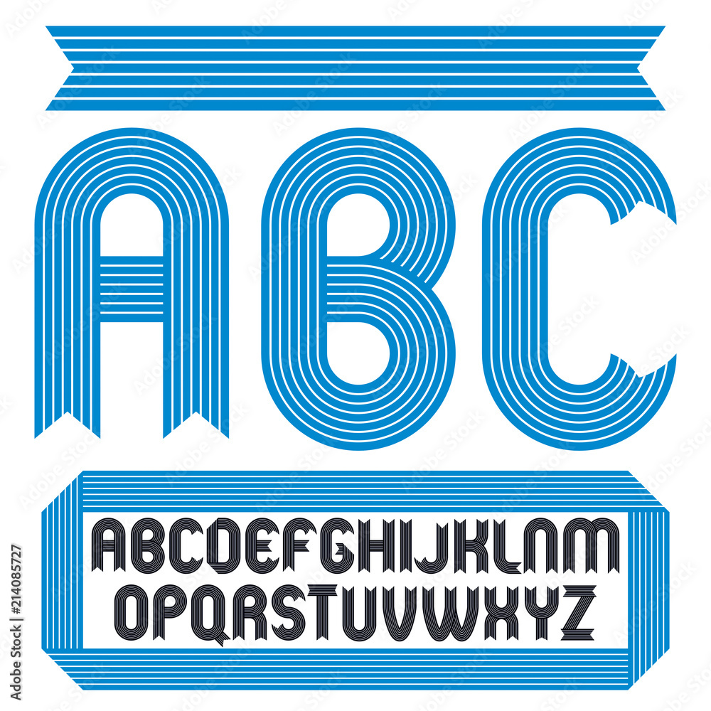 Poster set of cool vector upper case english alphabet letters isolated. funky bold font, typescript for use