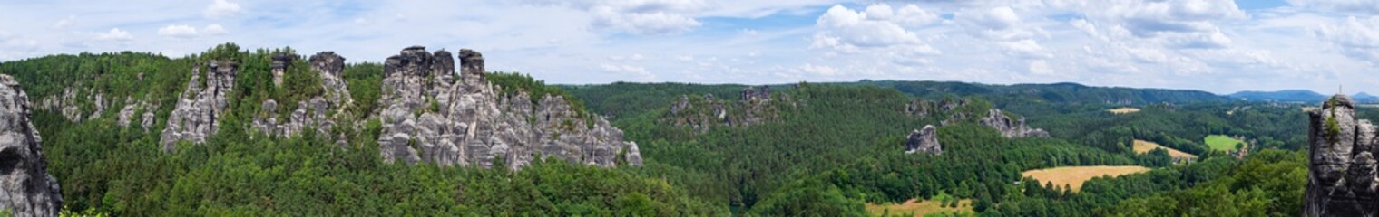 Fototapeta na wymiar Panorama des Basteigebirges in der sächsischen Schweiz