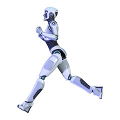 3D Rendering Female Robot on White