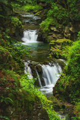 Fototapeta na wymiar Waterfall hidden in the Poland nature - Wodospad Wiltzki, Morawa