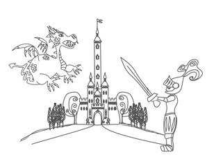 Knight fighting dragon