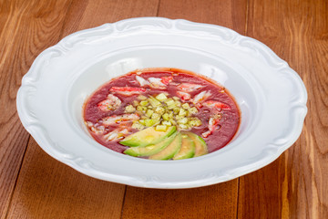 Gazpacho soup with crab