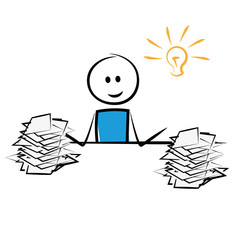 Mann hat eine Idee am Arbeitplatz