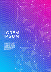 Global network connection geometric grid. Network nodes information technology concept. Vector cover page layout. 