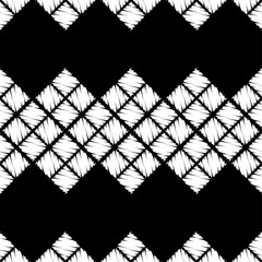 Seamless abstract geometric pattern. The texture of rhombus. Brushwork. Hand hatching. Textile rapport.