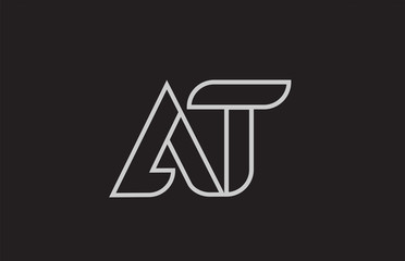 black and white alphabet letter at a t logo combination