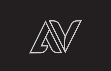 black and white alphabet letter av a v logo combination