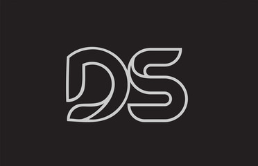 black and white alphabet letter ds d s logo combination