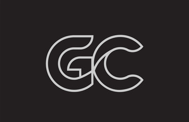 black and white alphabet letter gc g c logo combination
