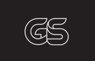 black and white alphabet letter gs g s logo combination
