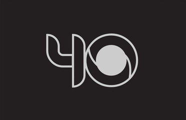 black and white number 40 logo icon design