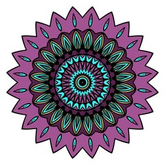 Vector hand drawn flower symbol illustration. Color mandala design
