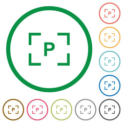 Camera program mode flat icons with outlines