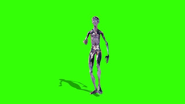 Howard the Metal Alien Dances Green Screen 3D Rendering Animation