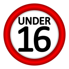 16 age restriction sign.