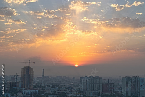 Baku Azerbaijan July 19 2018 Baku Skyline Baku Hdr