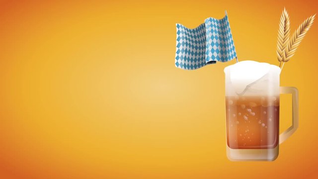 Cold beer cup with flag oktober fest High definition animation colorful scenes