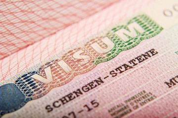 Norwegian Schengen visa in a passport