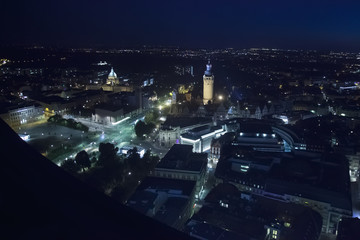 Leipzig. Night panorama. Saxony Germany City. Top view.