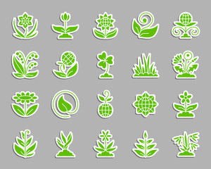 Garden patch sticker icons vector set