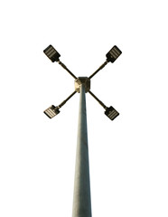 LED street lamps post on white background