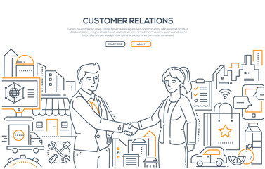 Obraz na płótnie Canvas Customer relations - line design style illustration