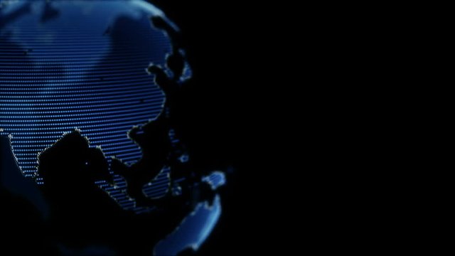 Digital world globe 3d animation close up seamless loop