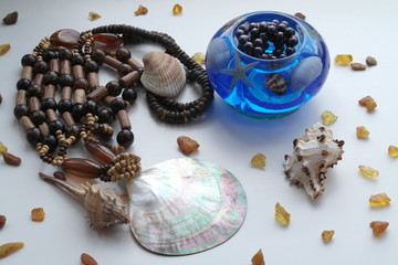 seashells, pearls and amber. sea mood