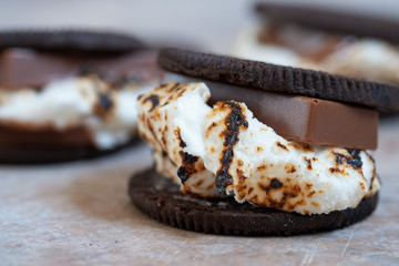 marshmallow smores with chocolate cookies