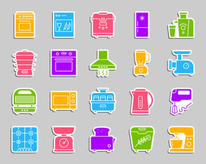 Kitchen Appliance patch sticker icons vector set