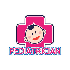 pediatrician logo for doctor or clinic, vector illustration