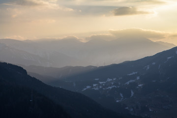 Beautiful sunset in mountains