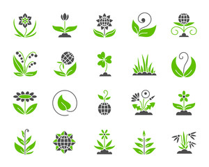 Garden simple color flat icons vector set