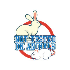  not tested on animals, cruelty free, no animal testing logo for doctor or clinic, vector illustration