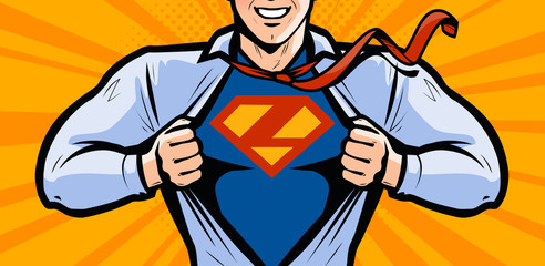 Superhero. Vector illustration in style comic pop art